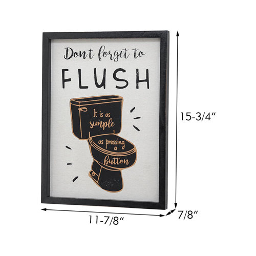 Trinx Don't To Flush Wood Frame Burlap Printing Bathroom Wall
